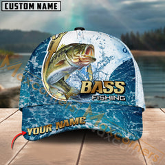 Maxcorners Bass Fishing Golden Hook Graphic Personalized Name 3D Cap