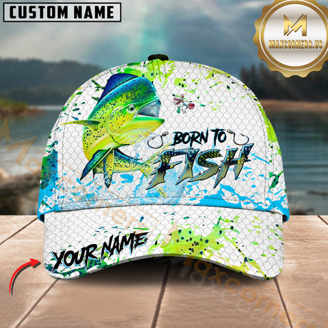 Maxcorners Sport Fishing Dynamic Mahi Mahi Jump Personalized Name 3D Cap