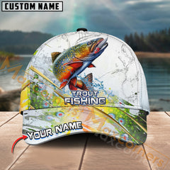 Maxcorners Trout Fishing Gold Premium Skinfish Pattern Sport Pattern Personalized Name 3D Cap MT78