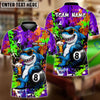 Maxcorners Billiards 8 Ball Graffiti Pool Shark Drinking Beer Personalized Name Shirt (4 Colors)