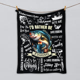 Maxcorners Fishing Lovers Black Blanket