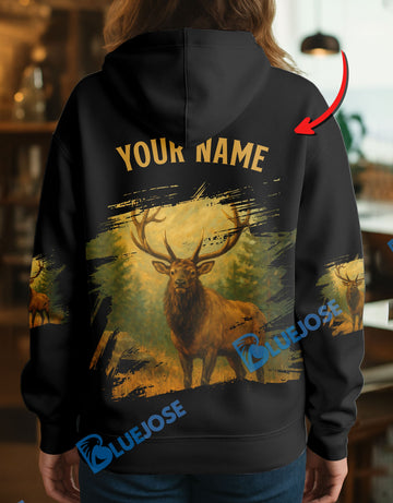 Maxcorners Black Hunter Personalized Name Hoodie For Hunting Lover ( Multioption)