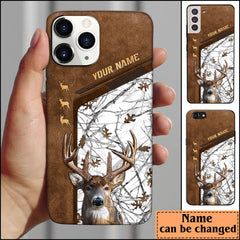 Maxcorners Deer Hunting Premium Brown Pattern Personalized Name Phone Case (4 colors)
