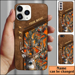Maxcorners Deer Hunting Premium Brown Pattern Personalized Name Phone Case (4 colors)