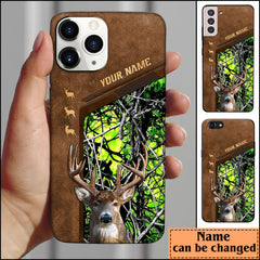 Maxcorners Deer Hunting Premium Brown Pattern Personalized Name Phone Case (4 colors)
