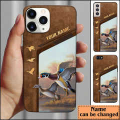 Maxcorners Duck Hunting Premium Brown Pattern Personalized Name Phone Case LM0912