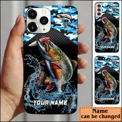 Maxcorners Trout Fishing Blue Camo Sport Personalized Name Phone Case LM1812