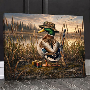Maxcorners Duck Hunting Mallard Duck Hunter Marshland Hunting Scene Canvas Wall Art