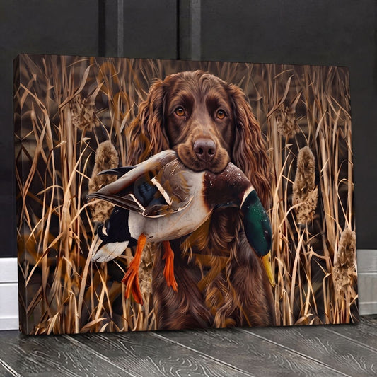 Maxcorners Hunting Dog Duck Boykin Spaniel Wetland Scene Canvas Wall Art