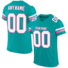 Maxcorners Custom Aqua White-Pink Mesh Authentic Football Jersey LM2605