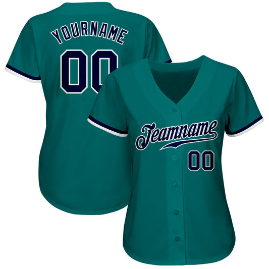 Maxcorners Custom Teal Navy-White Authentic Baseball Jersey LM2605