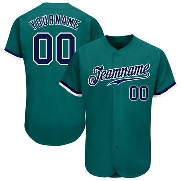 Maxcorners Custom Teal Navy-White Authentic Baseball Jersey LM2605
