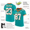 Maxcorners Custom Aqua White-Orange Mesh Authentic Football Jersey LM2605