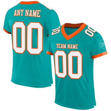 Maxcorners Custom Aqua White-Orange Mesh Authentic Football Jersey LM2605