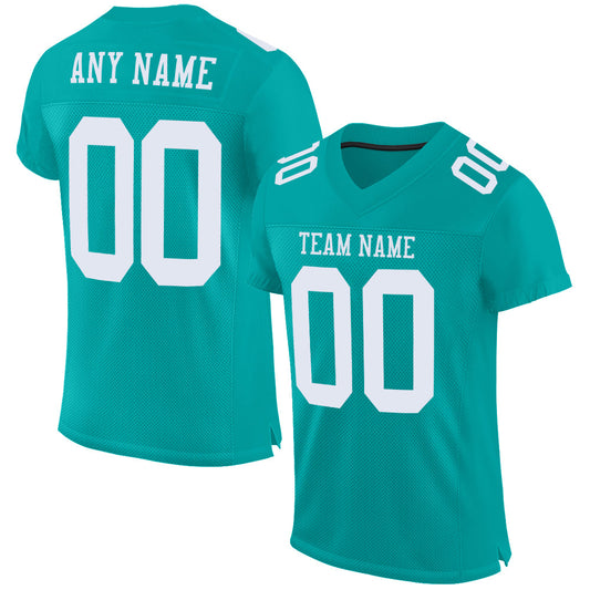Maxcorners Custom Aqua White Mesh Authentic Football Jersey LM2605