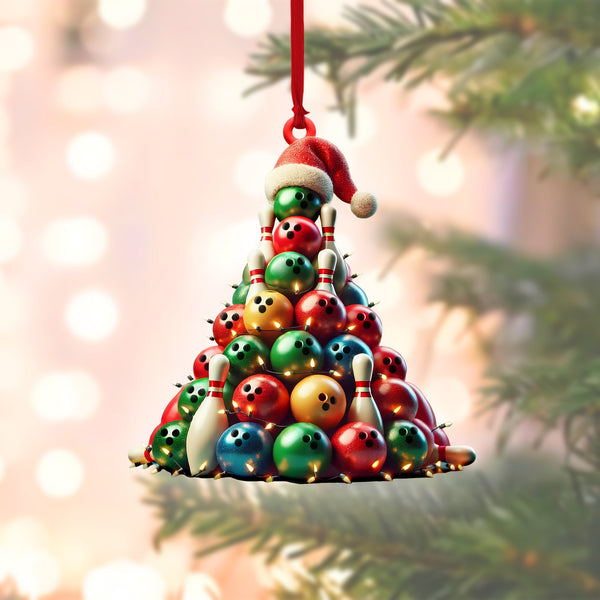 Maxcorners Bowling Christmas Tree Ornament, Custom Bowling Ball, Gift For Bowling Lovers, Acrylic Ornament