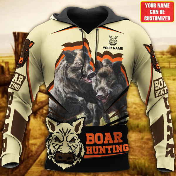 Maxcorners Personalized Name Boar Hunting All Over Printed Unisex Shirt, Hunting Hoodie, Boar Hunting Shirt