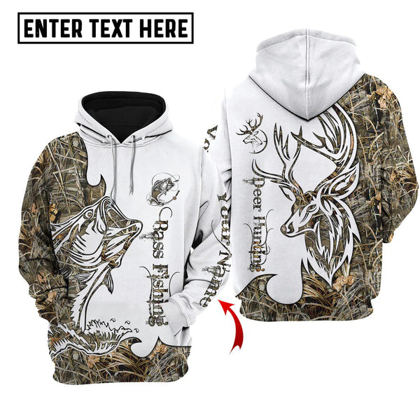 Maxcorners Bass Fishing Deer Hunting Customized Name All Over Print Shirts