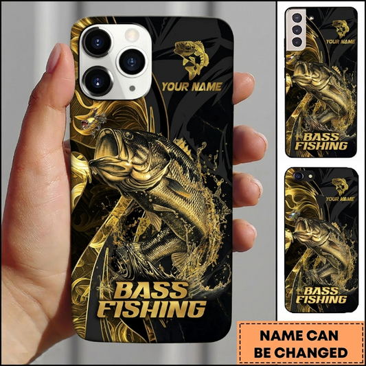 Maxcorners Luxury Gold Splash Custom Name Fishing Phone Case