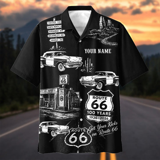 Maxcorners Personalized Route 66 100 Years Classic Car Hawaiian Shirt