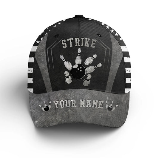 Macorners Patriotic Bowling Hat Personalized Strike Bowling Cap for Team Gift For Bowlers