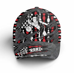 Macorners American Flag Bowling Hat for Men Women Custom Patriotic Bowling Cap with Name Gift For Bowlers