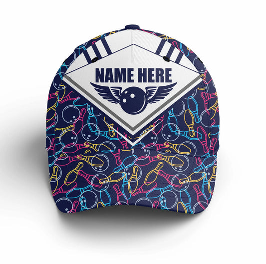 Macorners Personalized Bowling 3D Cap, Custom Bowling Hat for Men Women