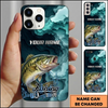 Maxcorners Geometric Blue Ripple Custom Name Fishing Phone Case