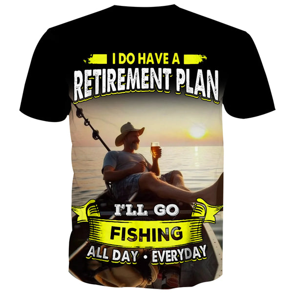 MAXCORNERS FUNNY FISHING SHIRT : I HAVE A RETIREMENT PLAN - FISHING ALL DAY EVERYDAY