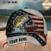 Maxcorners Patriotic American Flag Hooked On Freedom Customized Name Fishing Cap