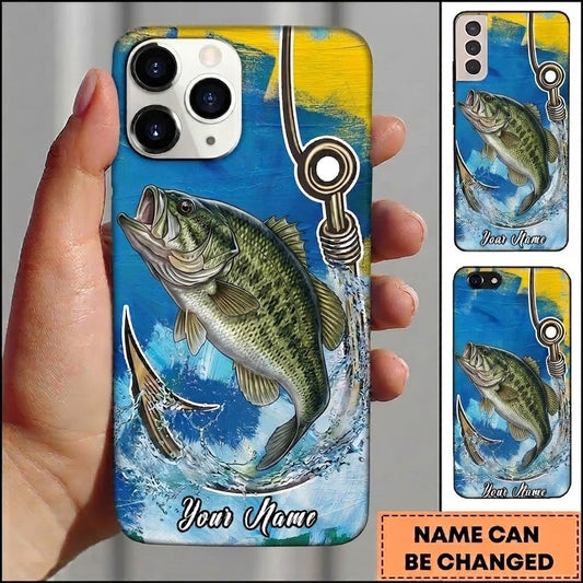 Maxcorners Fishing Phone Case Coastal Brushstroke Design Custom Name Phone Case