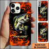 Maxcorners Bold Orange Splash Fish Art Custom Name Fishing Phone Case