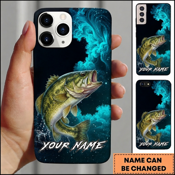 Maxcorners Vibrant Dark Ocean Design Custom Name Fishing Phone Case