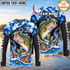 (13 Breeds) Maxcorners Fishing Blue Geometric Camo Bass Beer Anchor Splash Design Custom Name & Team Name 3D Shirts