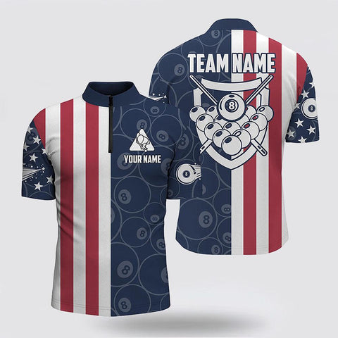 Maxcorners US Flag 8 Ball Pattern Billiards 3D Jerseys Shirts