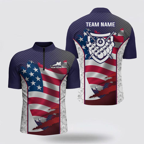 Maxcorners US Flag 8 Ball Pattern Billiards 3D Jerseys Shirts