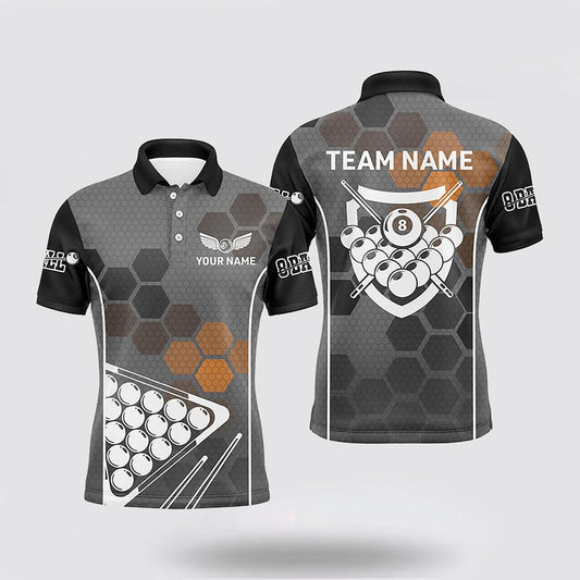 Maxcorners Billiard Balls Pink 3D Polo Shirts 8 Ball Pool Billiards Jerseys