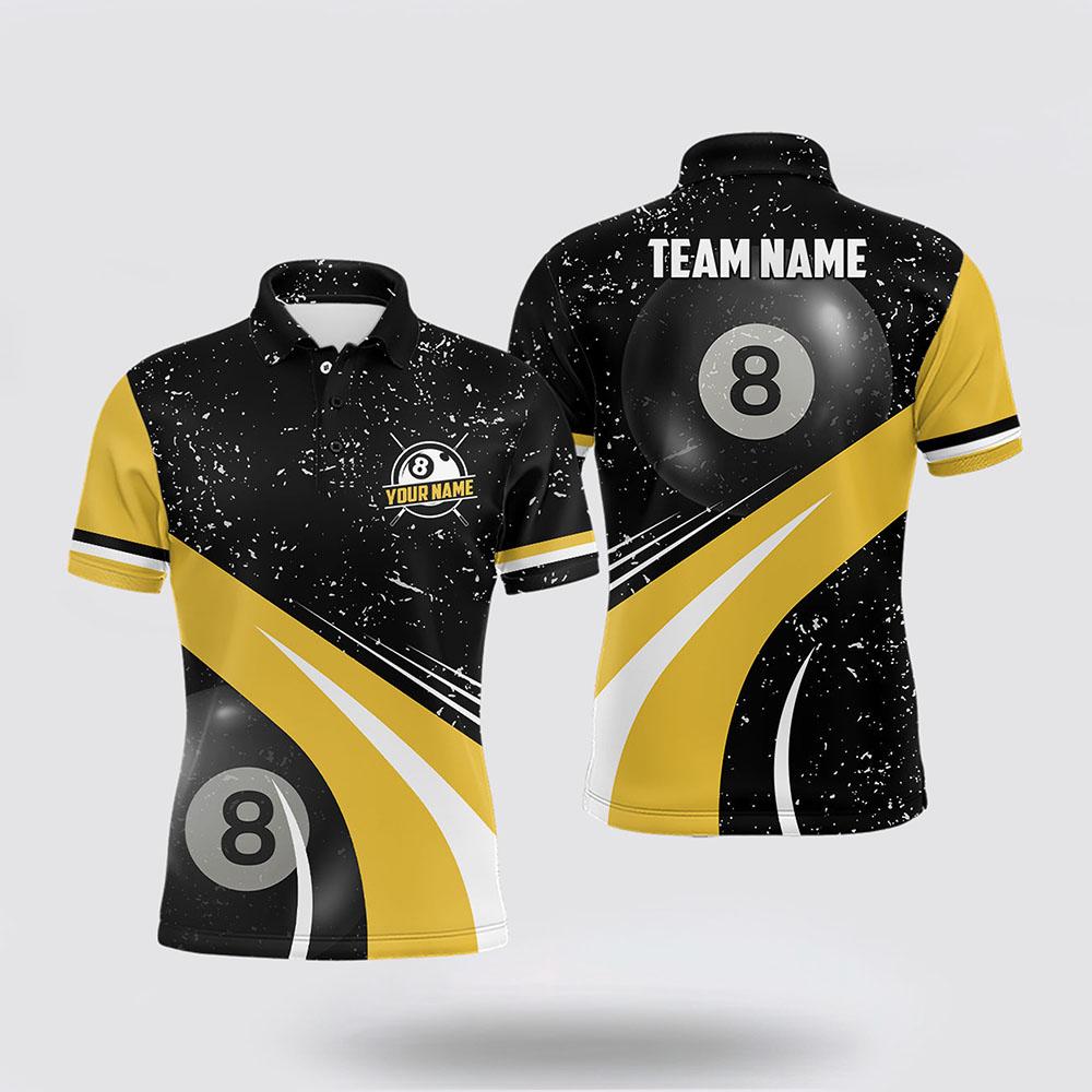 Maxcorners Black And Yellow Billiard Men’s Polo Shirts