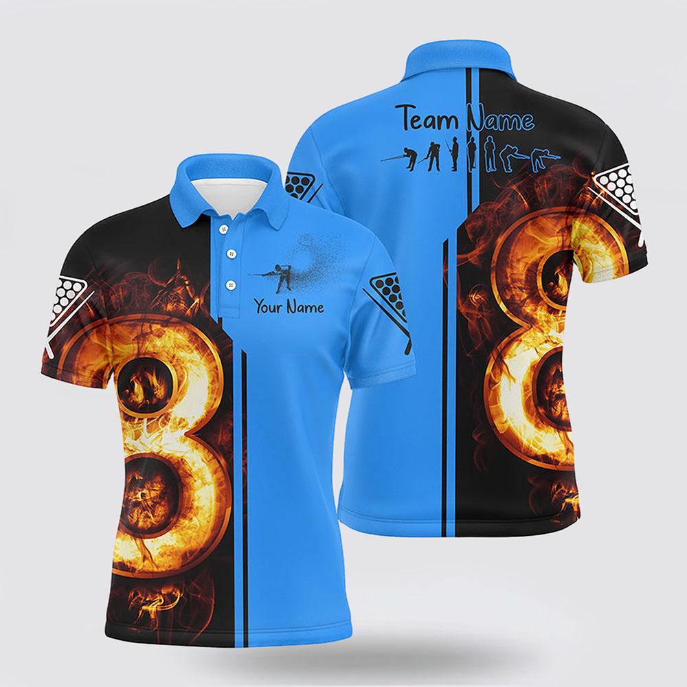 Maxcorners Funny Billiard Player Evolution Red Fire 8 Ball 3D Billiard Polo Shirts