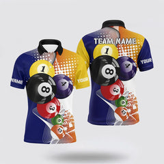 Maxcorners Multicolor Billiard Balls 3D All Over Printed Polo Shirts Team