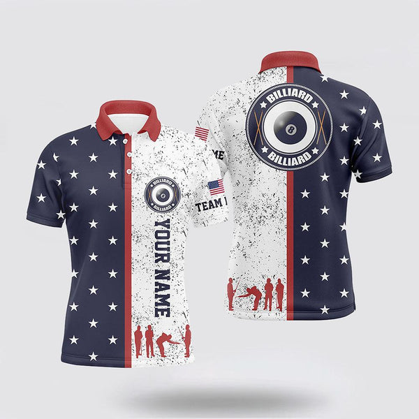 Maxcorners Billiard Polo Shirts Patriotic USA Flag