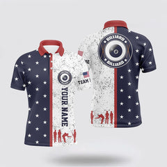 Maxcorners Billiard Polo Shirts Patriotic USA Flag