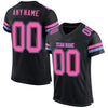 Maxcorners Custom Black Pink-Light Blue Mesh Authentic Football Jersey LM2605