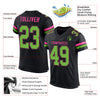 Maxcorners Custom Black Neon Green-Pink Mesh Authentic Football Jersey LM2605