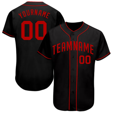 Maxcorners Custom Black Red Authentic Baseball Jersey LM2605