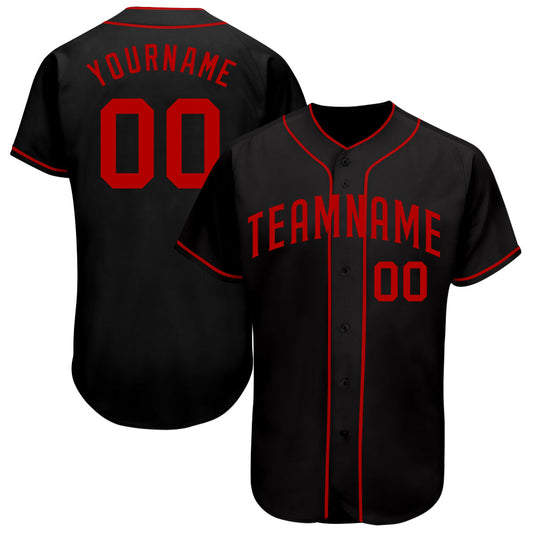 Maxcorners Custom Black Red Authentic Baseball Jersey LM2605