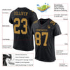 Maxcorners Custom Black Old Gold Mesh Authentic Football Jersey LM2605