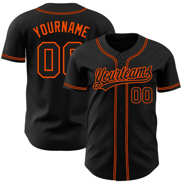 Maxcorners Custom Black Black-Orange Authentic Baseball Jersey LM2605