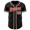Maxcorners Custom Black Red Pinstripe Red-Cream Authentic Baseball Jersey LM2605