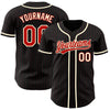 Maxcorners Custom Black Red Pinstripe Red-Cream Authentic Baseball Jersey LM2605
